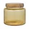 Hello Honey® Yellow & Whitewash Hammered Glass Jar with Mango Wood Lid